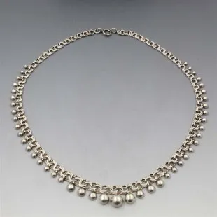 Herman Siersbol Rare Silver Graduated Balls Necklace 