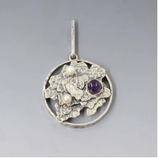 Pearl, Amethyst and 935 Silver Pendant