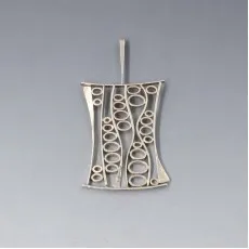 Large Modernist 835 Silver Oval Pendant