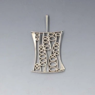Large Modernist 835 Silver Oval Pendant