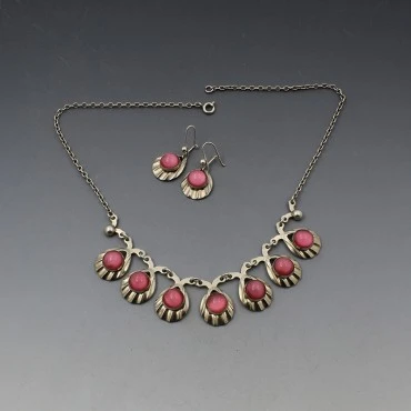 Hermann Siersbol Silver Pink Chalcedony Necklace