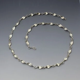 Long Sterling Silver Curled Links Necklace