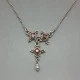 Pretty Red Garnet, Pearl Drop , and Sterling Silver Necklace