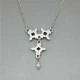 Pretty Red Garnet, Pearl Drop , and Silver Necklace