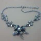 Stunning Blue Aurora Borealis Crystal Silver Tone Flower Necklace