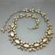Gold Tone 1950's Citrine and Topaz Coloured Crystal Flower Necklace