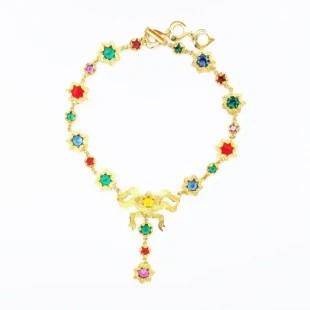 Stunning and Rare Yves Saint Laurent Multi Colour Star Crystal Drop Necklace