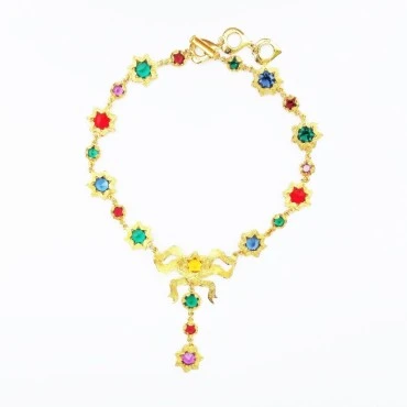 Stunning Yves Saint Laurent Multi Colour Crystal Star Drop Necklace