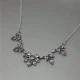 Amethyst Flowers and Sterling Silver Link Necklace 