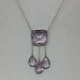  Large Amethyst Art Deco Style Silver Pendant Uk