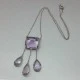  Large Amethyst Art Deco Style Silver Pendant Uk