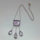  Large Amethyst Art Deco Style Silver Pendant Uk