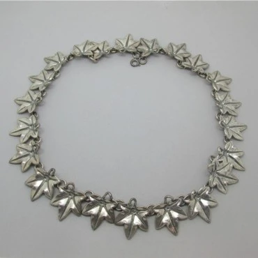  Rare Bernard Instone 1969 Sterling Silver Leaf Necklace