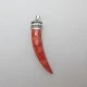 Red Coral and Sterling Silver Horn Pendant