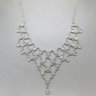 Moonstone Cascading Bezel Statement Necklace