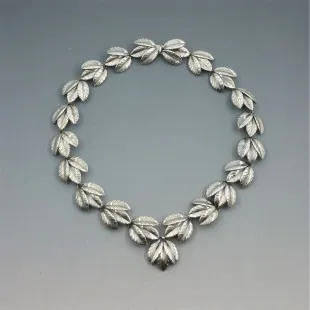 E. Dragsted, Denmark, Sterling Silver Leaves Necklace
