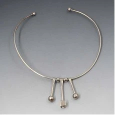 Modernist Sterling Silver Three Drops Necklace