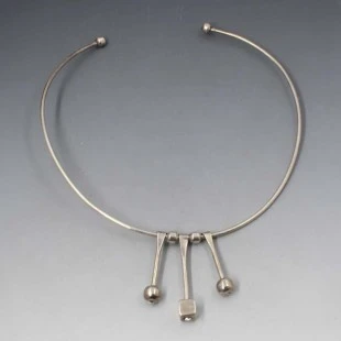 Modernist Sterling Silver Three Drops Necklace