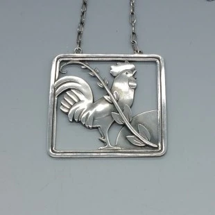 Georg Jensen Sterling Silver Rooster Necklace designed by Arno Malinowski #96