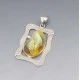 Large Amber and Sterling Silver Rectangle Pendant