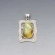 Large Amber and Sterling Silver Rectangle Pendant