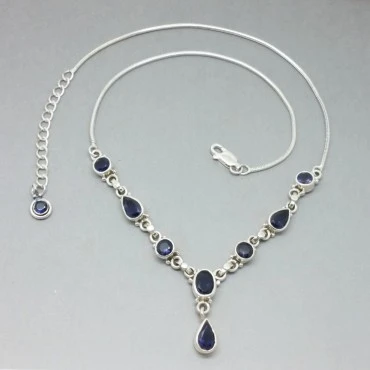 Tanzanite and Sterling Silver Drop Necklace