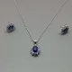 9 Carat White Gold Simulated Sapphire Necklace and Earrings Set