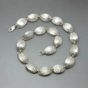 Beautiful Textured Sterling Silver Links Necklace