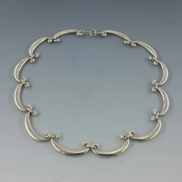 Art Deco  Sterling Silver Arcs Link Necklace