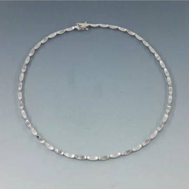 Modernist Smooth Sterling Silver Link Necklace 