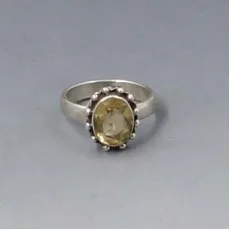 Oval Citrine and Sterling Silver Ring