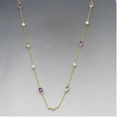 Gold Amethyst Suffragette Necklace