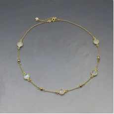 Moonstone and Gold Station Necklace