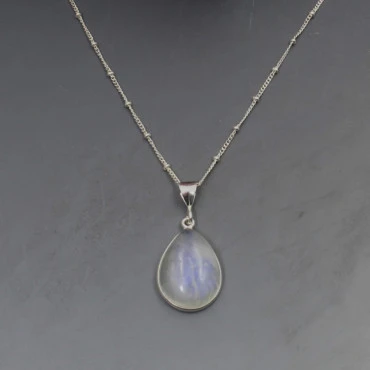 Solid Moonstone  Silver Necklace