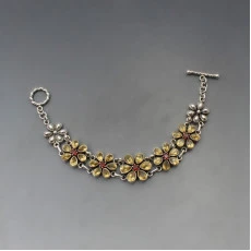 Doug Paulus Citrine and Silver Flower Bracelet
