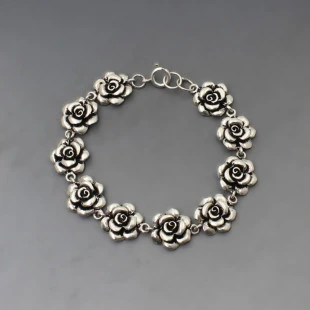 Sterling Silver Roses Bracelet