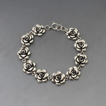 Sterling Silver Roses Bracelet