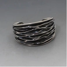 Textured Silver Cuff Bangle