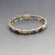 Vintage Multi Jade and Silver Bracelet
