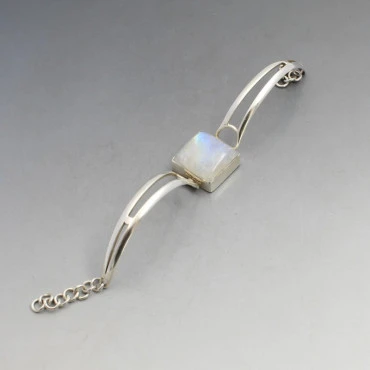 Square Moonstone and Silver Bracelet