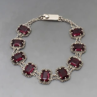 Amethyst and 900 Silver Bracelet