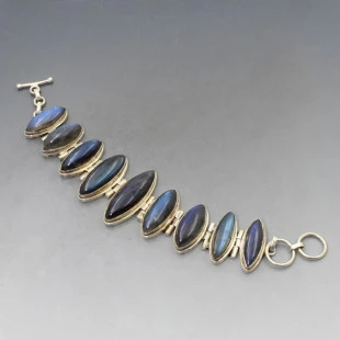 Labradorite Eclipse Silver Bracelet