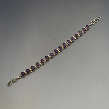 Amethyst Ovals and Silver Bracelet