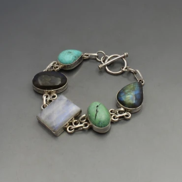 Moonstone and Labradorite Multi Gem Bracelet