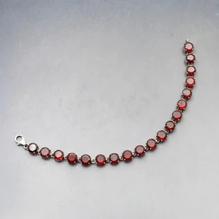 Garnet and Silver Line Bracelet
