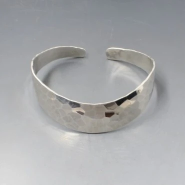 Hammered Silver Cuff Bangle