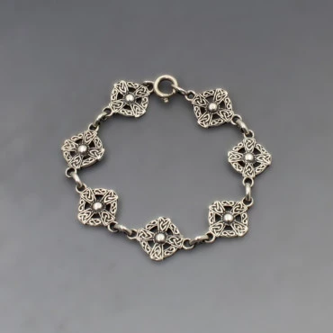 JOHN HART Iona Silver Celtic Cross Bracelet