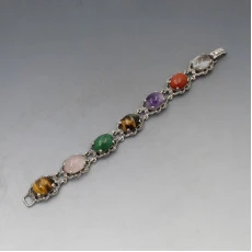 Multi Gemstone Silver Bracelet