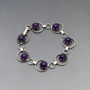 Scandinavian amethyst 835 silver bracelet 
