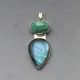 Vintage Labradorite, Turquoise and Silver Pendant
